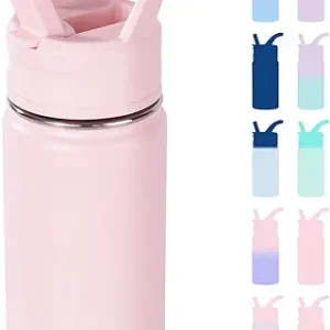Fijinhom 12oz Kids Water Bottle for School, Toddler Bottles with Straws, Stainless Steel Vacuum Insulated