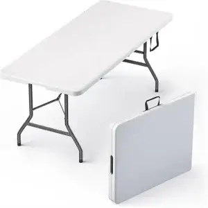 6 Feet Foldable Table with Built in Handle & Steel Legs | 6FT Heavy Duty Folding Portable