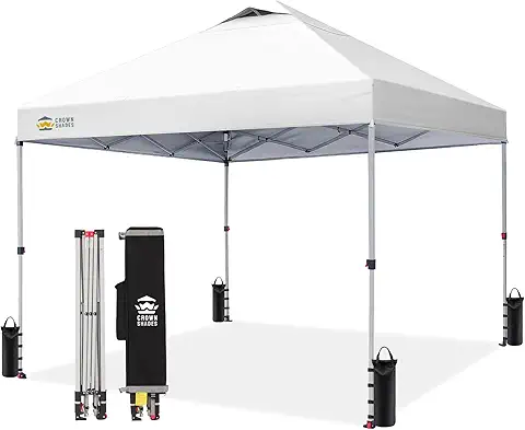 CROWN SHADES 10x10 Pop Up Canopy, Patented Center Lok One Push Tent Canopy