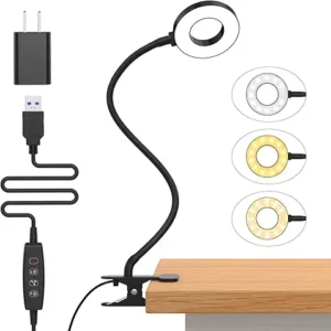 Desk Lamp, [3 Color Modes & 10 Brightness] LED Reading Light with Clamp, Silicone Flexible Arm Book Light for Kids Reading