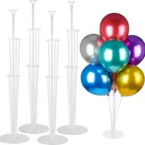 Voircoloria 4 Sets Balloon Stand Kits, Balloon Sticks Holder with Base for Table Graduation Birthday Baby Shower Gender Reveal Party Decorations