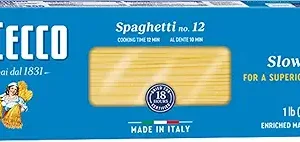De Cecco Spaghetti No. 12 Pasta, 16 Oz, Authentic, Slow Dried, Made with Durum Wheat