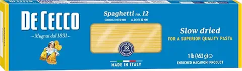 De Cecco Spaghetti No. 12 Pasta, 16 Oz, Authentic, Slow Dried, Made with Durum Wheat