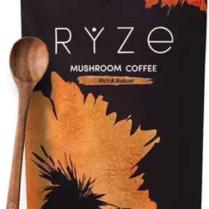RYZE SUPERFOODS Mushroom Coffee Dark Roast, 6 Adaptogenic Mushrooms & Prebiotic Blend, Instant Coffee