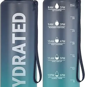 Sahara Sailor Water Bottle 32oz, Durable and Leakproof Water Bottles Motivational with Time Marker, Tritan,