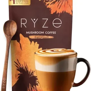 RYZE SUPERFOODS Mushroom Medium Roast Coffee USDA Organic with 6 Adaptogenic Mushrooms, USA Grown