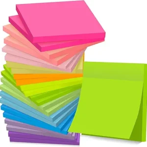 24 Pads Sticky Notes 3x3 in Post, 12 Bright Colors Self-Stick Note Pads it, Strong Adhesive