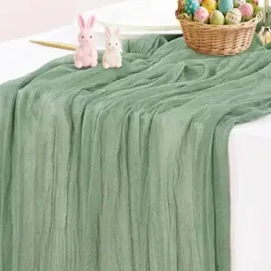 Socomi Sage Green Cheesecloth Table Runner Summer Boho Rustic Farmhouse Gauze 120 inch 10FT Cheese Cloth Sheer Runner