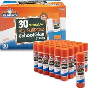 Elmer's All Purpose School Glue Sticks, Acid-Free and Washable, Clear, 7 Grams, 30 Count