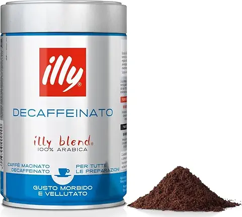 illy Ground Coffee Espresso - 100% Arabica Coffee Ground – Classico Decaf Roast - Notes of Caramel