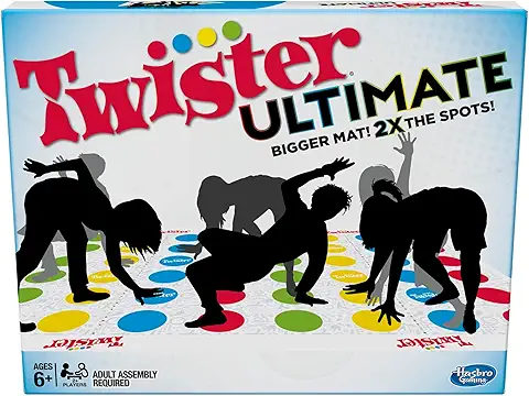 Hasbro Gaming Twister Ultimate: Bigger Mat, More Colored Spots, Family, Kids Party Game Age 6+