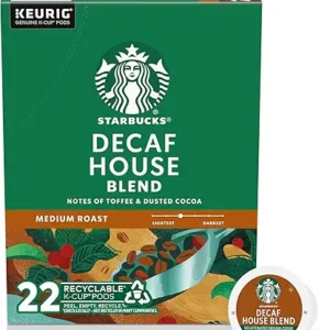 Starbucks K-Cup Coffee Pods, Medium Roast Hot or Iced Coffee, Decaf House Blend
