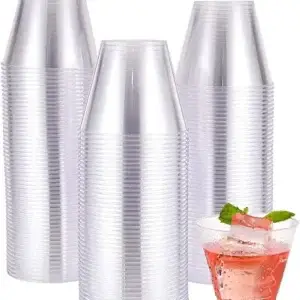 JOLLY CHEF 9 oz Clear Disposable Plastic Cups, 100 Pack Clear Plastic Cups Tumblers, Heavy-duty Party Glasses, Disposable Cups for Thanksgiving, Halloween, Christmas Party