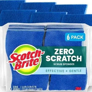 Scotch-Brite Zero Scratch Scrub Sponge, 6 Kitchen Sponges for Cleaning Around the Home, Bathroom & More