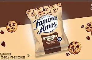 Famous Amos Original Recipe Chocolate Chip Bite-Size Cookies, 30 Pack Box, 30 oz