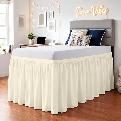 SGI bedding Dorm Bed Skirt Twin XL 30 Inch Drop Length - Ivory, Ruffled Pattern College Dorm Room Bed Skirts