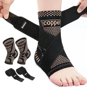 Ankle Brace for Women & Men, Ankle Compression Sleeve Support Copper Infused Ankle Brace for Sprained Ankle, Plantar Fasciitis Sports, Achilles Tendonitis Pain Relief