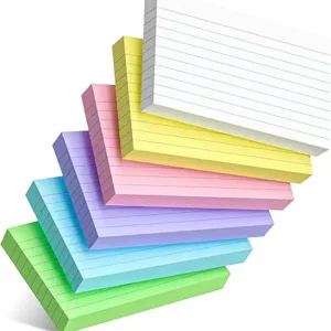 300 Count Colored Index Cards 3 x 5 Inch Ruled Index Cards, Flash Cards College Ruled for School, College, Office and Home Organization