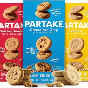 Gluten Free Partake Soft Baked Cookies Variety Pack (Chocolate Chip, Snickerdoodle, Lemon) - Vegan