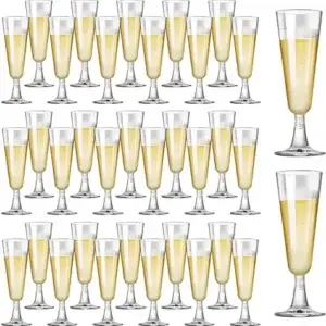 SUREHOME Plastic Champagne Flutes 40 Pack Disposable Champagne Glasses 5oz Clear Plastic Mimosa Glasses