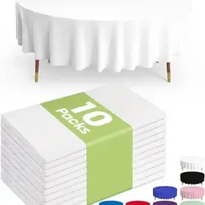 Pureegg Plastic Table Cloth Disposable 10 Pack, 84'' Round Table Cloths