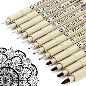 Muchcute Micro Fineliner Drawing Art Pens: 12 Black Fine Line Waterproof Ink Set Artist Supplies Archival Inking Markers