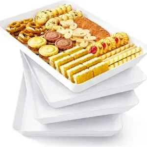 Lifewit Serving Tray for Party Supplies, Reusable Serving Platter for Catering, Snack, Fruit, Charcuterie, Appetizer, Plastic Food Trays