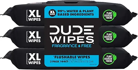 Dude Wipes, Unscented Flushable Wipes - Extra-Large Adult Wet Wipes for Sensitive Skin
