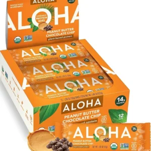 ALOHA Organic Plant Based Protein Bars |Peanut Butter Chocolate Chip | 1.98 Oz (Pack of 12)