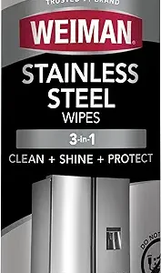 Weiman Stainless Steel Cleaner, 30 Count Wipes, Anti-Fingerprint, Removes Grease, Water Spots, Streaks & Residue
