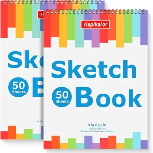 9" x 12" Sketch Book, 2-Pack 50 Sheets Spiral Bound Art Sketchbook, Acid Free Artist Drawing Book Paper