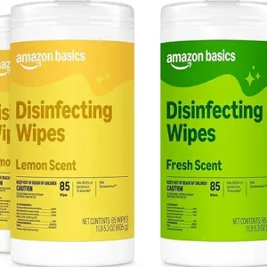 Amazon Basics Disinfecting Wipes, Lemon & Fresh Scent, Sanitizes, Cleans, Disinfects & Deodorizes