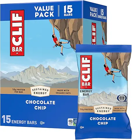 CLIF BAR - Energy Protein Bars - Chocolate Chip - Made with Organic Oats