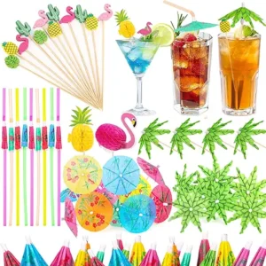 Paxcoo Drink Umbrellas, 180PCS Cocktail Drink Accessories Includes Umbrella Straws, Umbrella Toothpicks