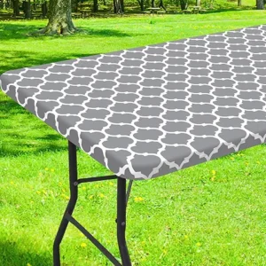 Smiry Rectangle Picnic Table Cover, Waterproof Elastic Fitted Camping Tablecloths for 6 Foot Tables