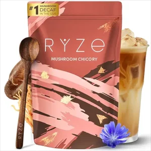 RYZE SUPERFOODS Mushroom Chicory with 6 Organic Adaptogenic Mushrooms, Keto Decaf Alternative