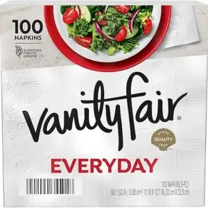 Vanity Fair Everyday Paper Napkins, 100 Count, Disposable Napkins Made Soft And Smooth For Everyday Meals