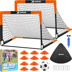 Kids Soccer Goals for Backyard Set of 2, 4 x 3 ft/6 x 4 Toddler Soccer Goal Training Equipment with Soccer Ball