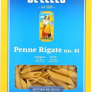 De Cecco Penne Rigate No. 41 Pasta, 16 Oz, Authentic, Slow Dried, Made with Durum Wheat