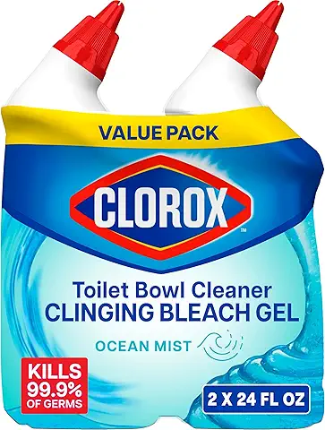 Clorox Toilet Bowl Cleaner Clinging Bleach Gel, Kills 99.9% of Bacteria and Viruses