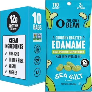 The Only Bean Crunchy Dry Roasted Edamame Snacks (Sea Salt), Healthy High Protein(11g)