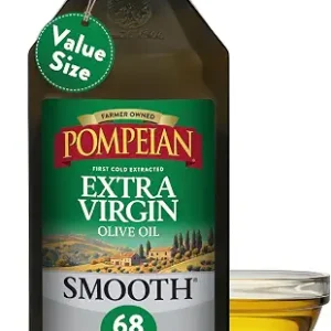 Pompeian Smooth Extra Virgin Olive Oil - 68 fl oz (2 L) First Cold Pressed Olive Oil for Cooking
